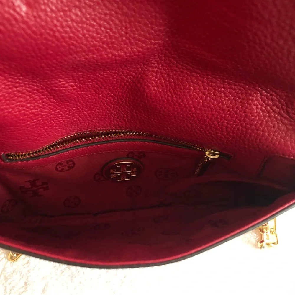 Tory Burch Red Leather Logo Crossbody Bag w/ Tory Burch Dust Cover - Picture 4 of 5